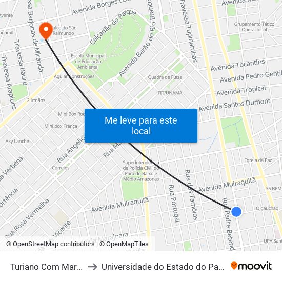 Turiano Com Marajoara to Universidade do Estado do Pará (UEPA) map