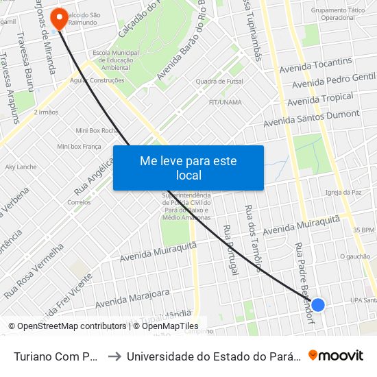 Turiano Com Palhão to Universidade do Estado do Pará (UEPA) map