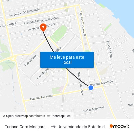 Turiano Com Moaçara | Sentido Sul to Universidade do Estado do Pará (UEPA) map