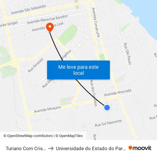 Turiano Com Cristo Rei to Universidade do Estado do Pará (UEPA) map