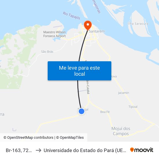 Br-163, 7256 to Universidade do Estado do Pará (UEPA) map