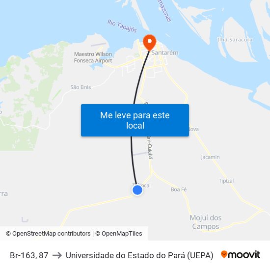 Br-163, 87 to Universidade do Estado do Pará (UEPA) map