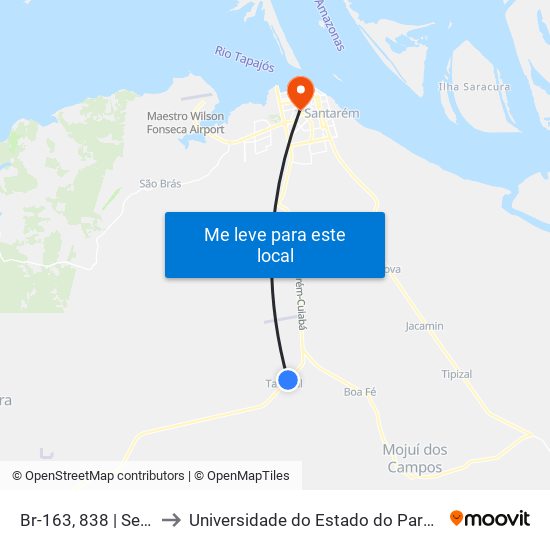 Br-163, 838 | Serraria to Universidade do Estado do Pará (UEPA) map