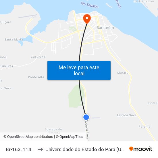 Br-163, 11450 to Universidade do Estado do Pará (UEPA) map