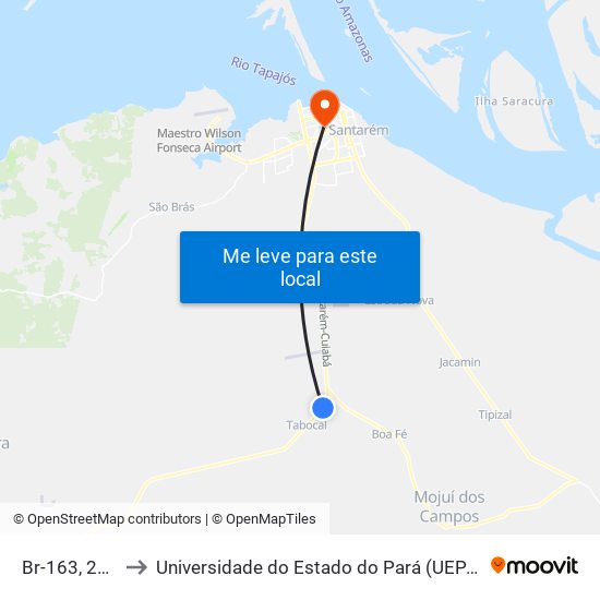 Br-163, 292 to Universidade do Estado do Pará (UEPA) map