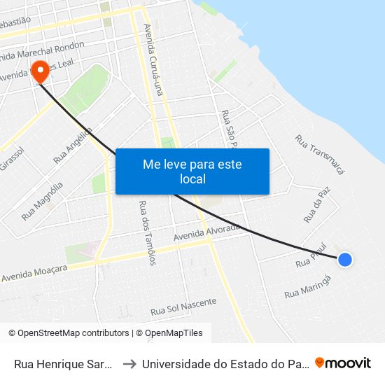 Rua Henrique Saraiva, 80 to Universidade do Estado do Pará (UEPA) map