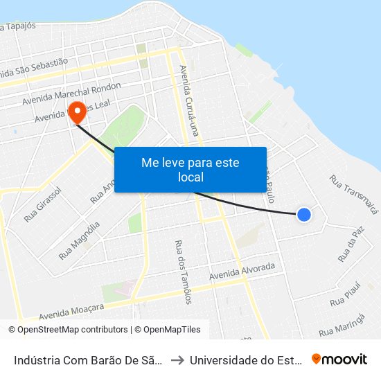 Indústria Com Barão De São Nicolau | Sentido Norte to Universidade do Estado do Pará (UEPA) map