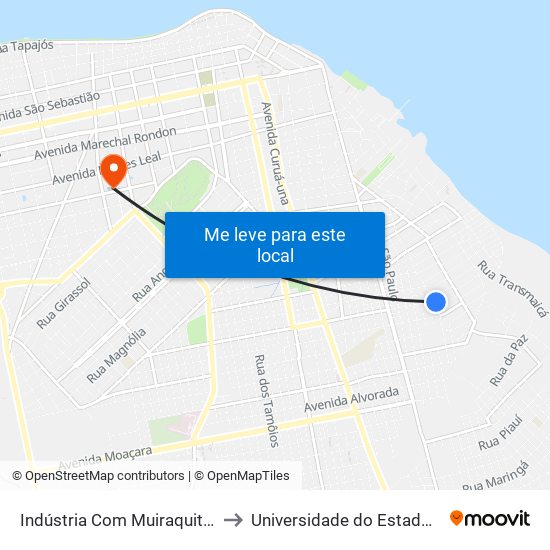 Indústria Com Muiraquitã | Sentido Norte to Universidade do Estado do Pará (UEPA) map