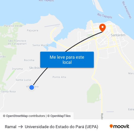 Ramal to Universidade do Estado do Pará (UEPA) map