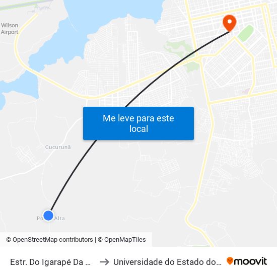 Estr. Do Igarapé Da Pte Alta, 06 to Universidade do Estado do Pará (UEPA) map