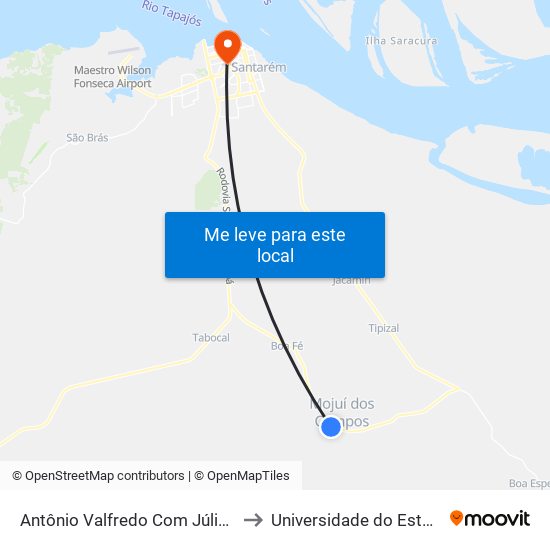 Antônio Valfredo Com Júlia Pereira | Sentido Mojuí to Universidade do Estado do Pará (UEPA) map