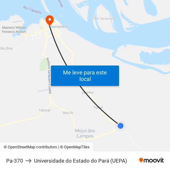 Pa-370 to Universidade do Estado do Pará (UEPA) map