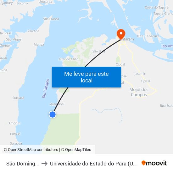 São Domingos to Universidade do Estado do Pará (UEPA) map