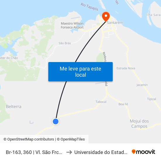 Br-163, 360 | Vl. São Frco Da Volta Grande to Universidade do Estado do Pará (UEPA) map