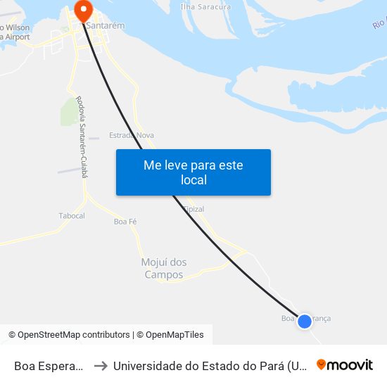 Boa Esperança to Universidade do Estado do Pará (UEPA) map