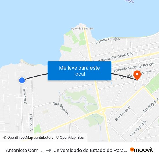 Antonieta Com Tv. D to Universidade do Estado do Pará (UEPA) map