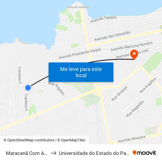 Maracanã Com Angelim to Universidade do Estado do Pará (UEPA) map