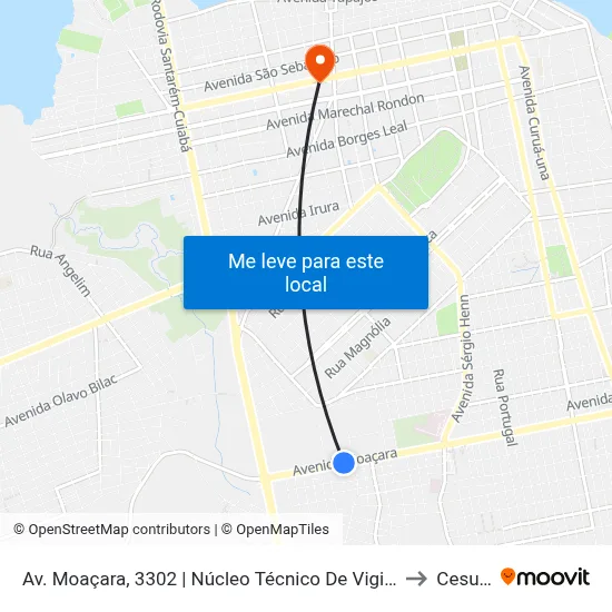 Av. Moaçara, 3302 | Núcleo Técnico De Vigilância Em Saúde to Cesupeg map