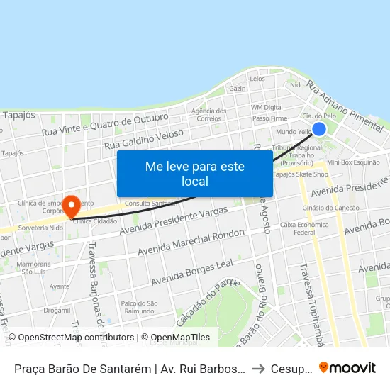 Praça Barão De Santarém | Av. Rui Barbosa, 158 to Cesupeg map