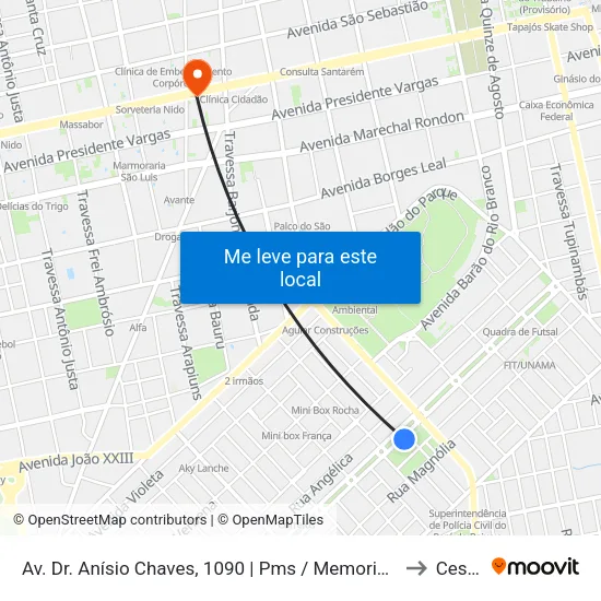 Av. Dr. Anísio Chaves, 1090 | Pms / Memorial Legislativo Hélio Amaral to Cesupeg map
