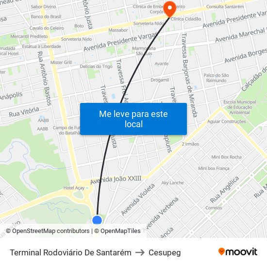 Terminal Rodoviário De Santarém to Cesupeg map