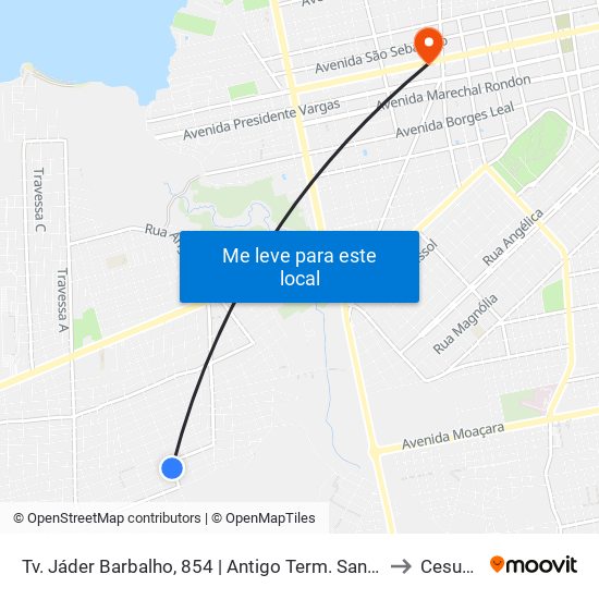 Tv. Jáder Barbalho, 854 | Antigo Term. Santarenzinho to Cesupeg map