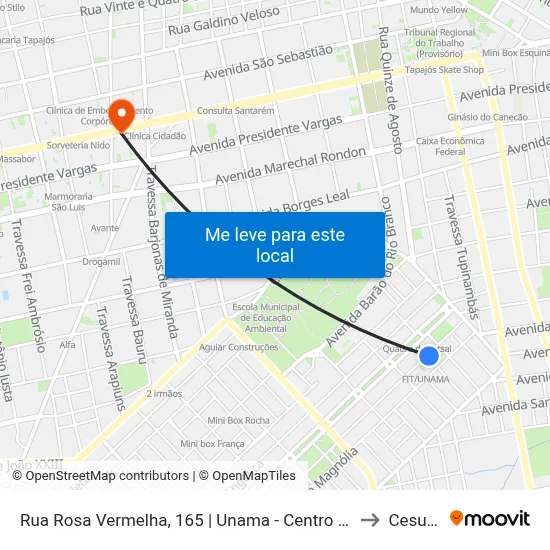 Rua Rosa Vermelha, 165 | Unama - Centro Universitário to Cesupeg map
