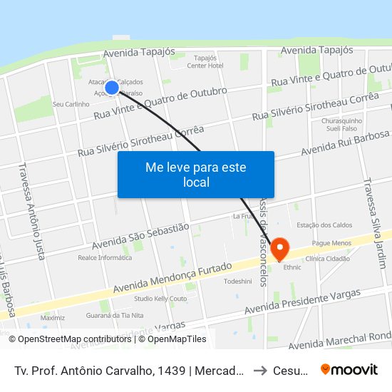 Tv. Prof. Antônio Carvalho, 1439 | Mercadão 2000 to Cesupeg map