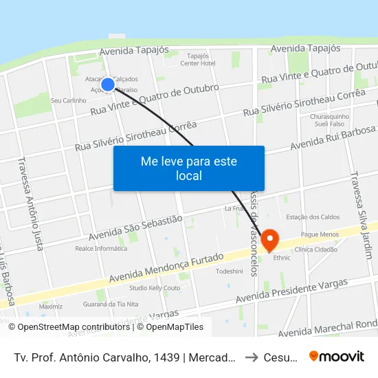 Tv. Prof. Antônio Carvalho, 1439 | Mercadão 2000 to Cesupeg map