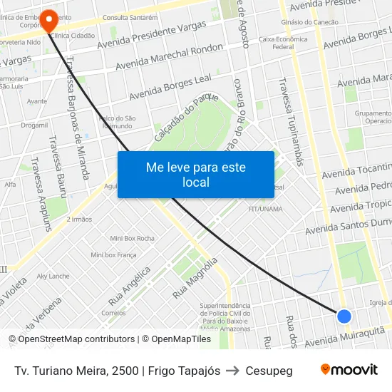Tv. Turiano Meira, 2500 | Frigo Tapajós to Cesupeg map