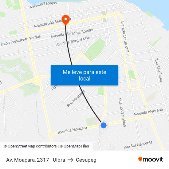 Av. Moaçara, 2317 | Ulbra to Cesupeg map