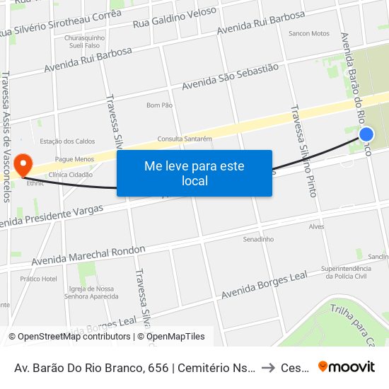 Av. Barão Do Rio Branco, 656 | Cemitério Nsa Senhora Dos Mártires to Cesupeg map