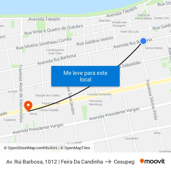 Av. Rui Barbosa, 1012 | Feira Da Candinha to Cesupeg map