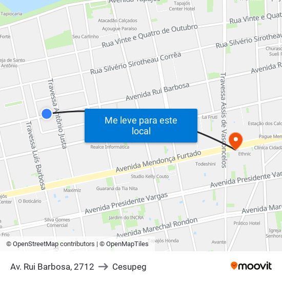 Av. Rui Barbosa, 2712 to Cesupeg map