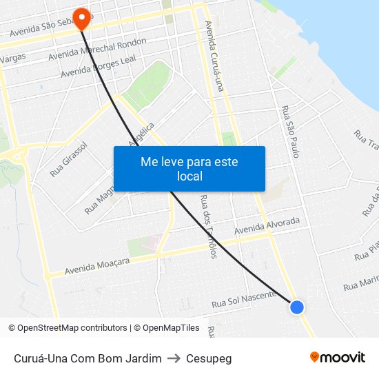 Curuá-Una Com Bom Jardim to Cesupeg map