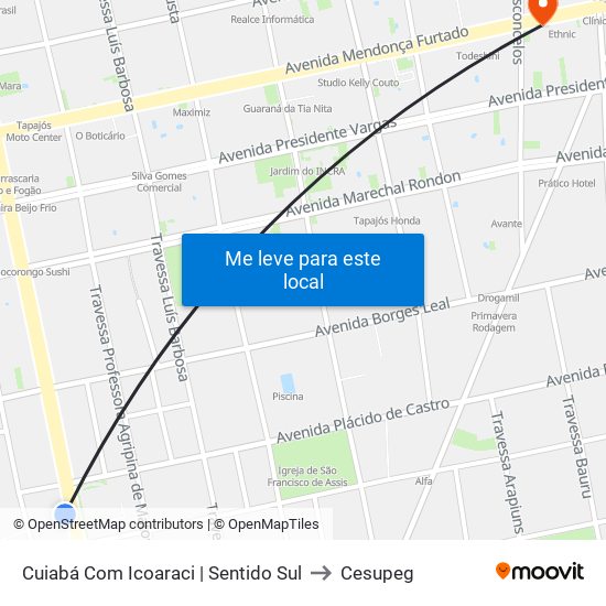 Cuiabá Com Icoaraci | Sentido Sul to Cesupeg map