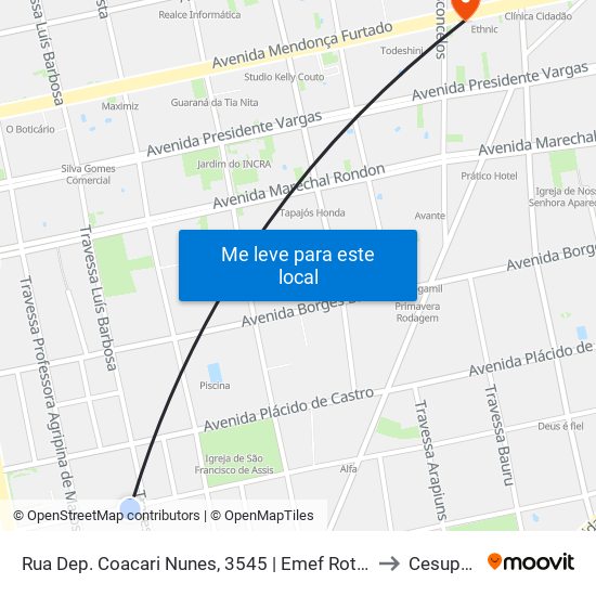 Rua Dep. Coacari Nunes, 3545 | Emef Rotary to Cesupeg map