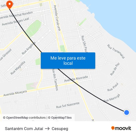 Santarém Com Jutaí to Cesupeg map