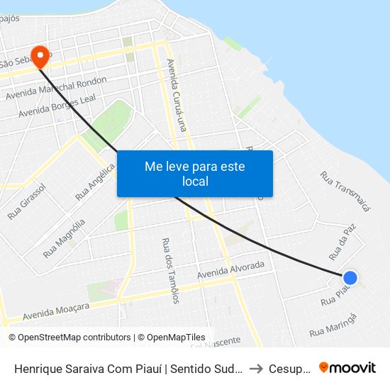 Henrique Saraiva Com Piauí | Sentido Sudeste to Cesupeg map