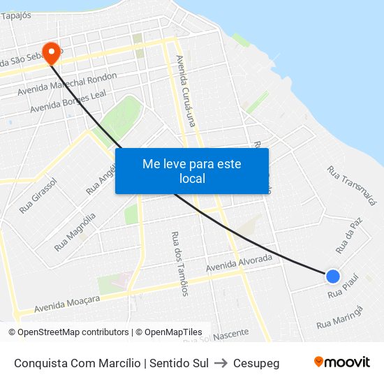 Conquista Com Marcílio | Sentido Sul to Cesupeg map