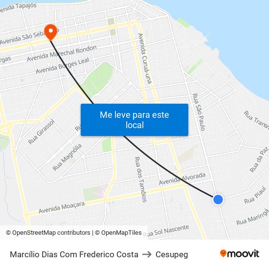 Marcílio Dias Com Frederico Costa to Cesupeg map