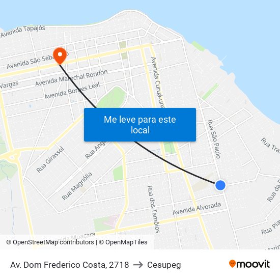 Av. Dom Frederico Costa, 2718 to Cesupeg map