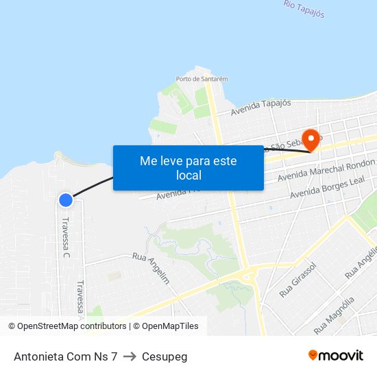 Antonieta Com Ns 7 to Cesupeg map