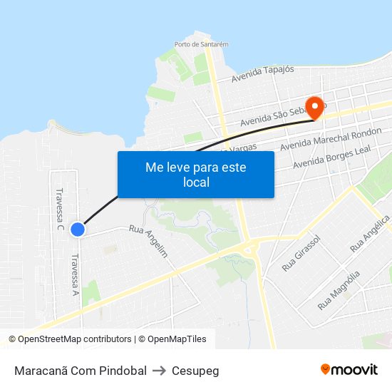 Maracanã Com Pindobal to Cesupeg map