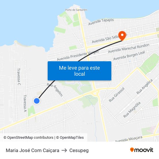 Maria José Com Caiçara to Cesupeg map