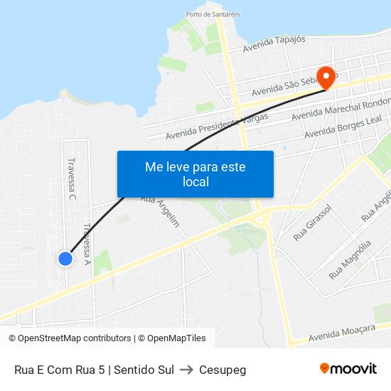 Rua E Com Rua 5 | Sentido Sul to Cesupeg map