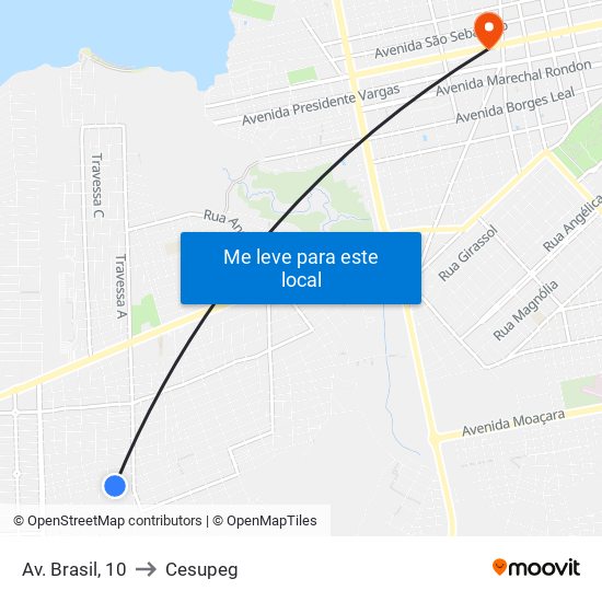 Av. Brasil, 10 to Cesupeg map
