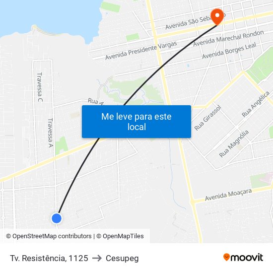 Tv. Resistência, 1125 to Cesupeg map