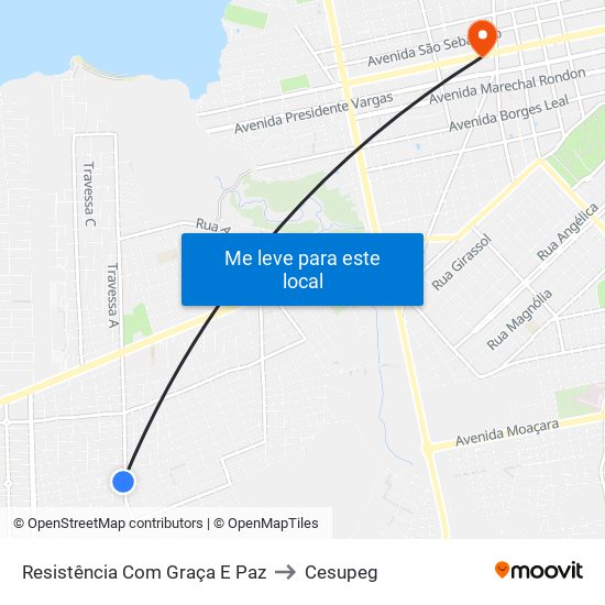 Resistência Com Graça E Paz to Cesupeg map