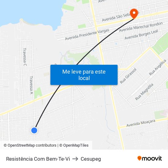 Resistência Com Bem-Te-Vi to Cesupeg map